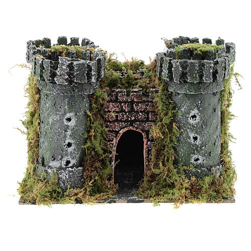 Cabane Crèche Avec Feu Et Palissade 25x56x21 Cm - Décor Fait Main En Italie, Avec Figurines Optionnelles