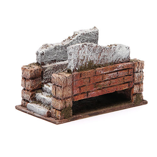 Pont crèche rustique avec escalier 8x15x9 cm 3