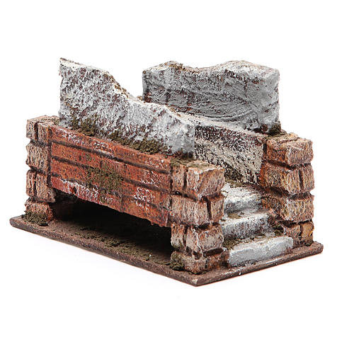 Rustic Bridge for nativity with stairs 8x15x9cm 2