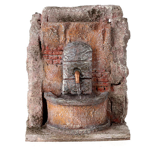 Electric Fountain nativity carved in rock 18x16x16cm 1
