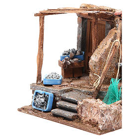 Settings, houses, workshops, wells: Fish shop for nativity 10cm