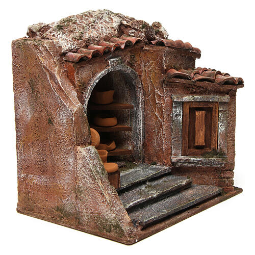 Loja do ceramista miniatura para presépio com figuras altura média 10 cm, medidas: 20x15x20 cm 3