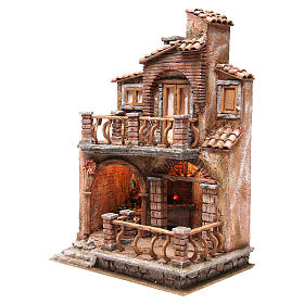 Hamlet with hut for nativity with accessories 40x30x20cm