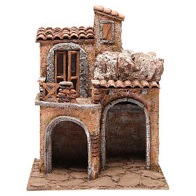 Borgo con casa e capanna 35x29x22 cm presepe 10 cm