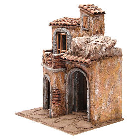 Borgo con casa e capanna 35x29x22 cm presepe 10 cm