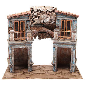 Borgo presepe con capanna 35x38x25 cm per statue 10 cm