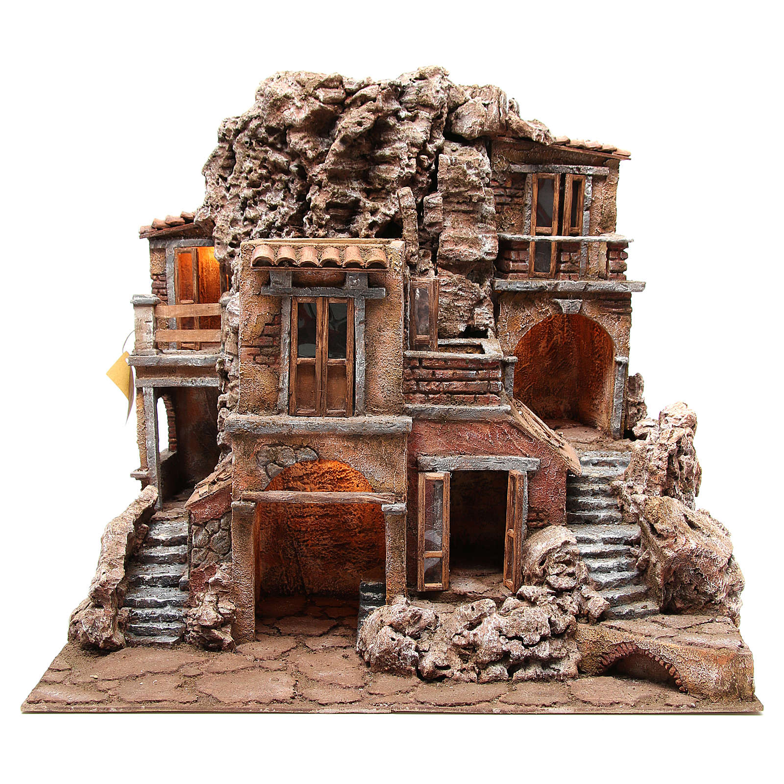 Rustic illuminated Hamlet for Nativity with hut 55x60x50cm | online ...