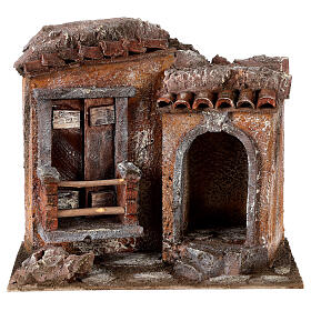 Little Hut with terracotta shingles Nativity 20x25x15cm