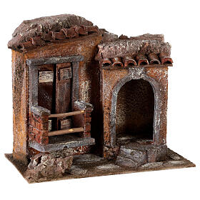 Little Hut with terracotta shingles Nativity 20x25x15cm