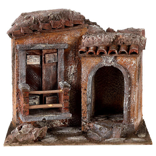 Little Hut with terracotta shingles Nativity 20x25x15cm 1