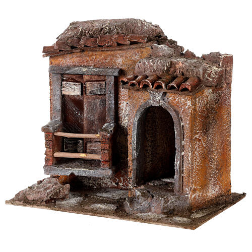 Little Hut with terracotta shingles Nativity 20x25x15cm 3
