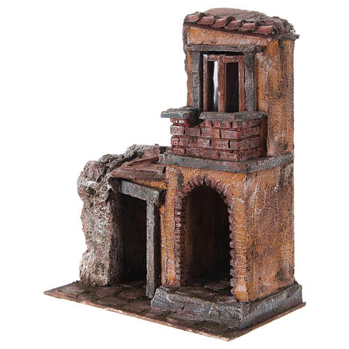 House with rustic hut Nativity 30x25x15cm 2