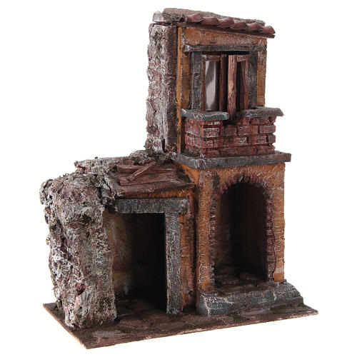House with rustic hut Nativity 30x25x15cm 3