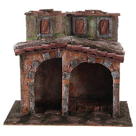 Small house with rustic hut Nativity 20x25x15cm