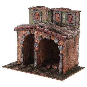Small house with rustic hut Nativity 20x25x15cm