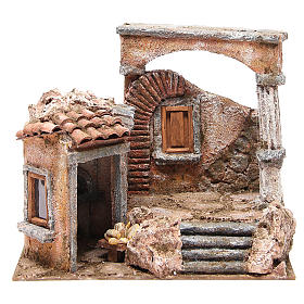 Casa con cabaña columna romana belén 28x30x20 cm