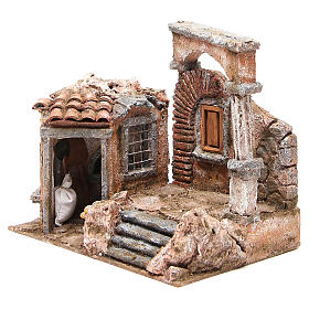 Casa con cabaña columna romana belén 28x30x20 cm