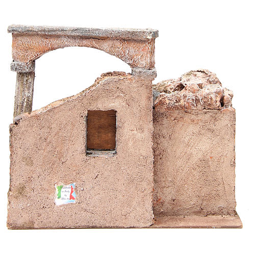 Casa con cabaña columna romana belén 28x30x20 cm 4