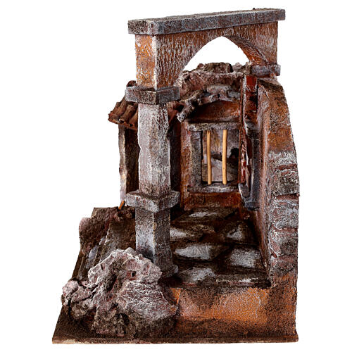 House with hut and roman column for nativity 28x30x20cm 3