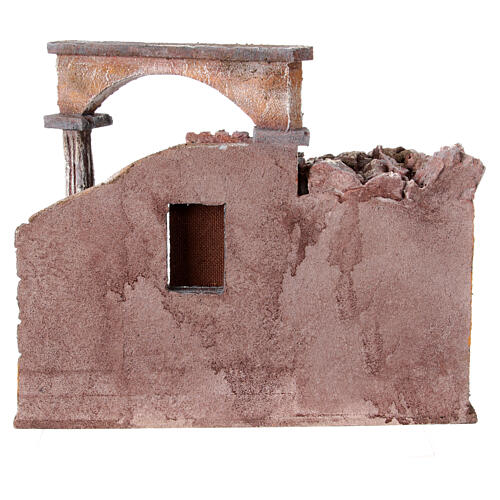 House with roman column and hut for nativity 35x35x25cm 4
