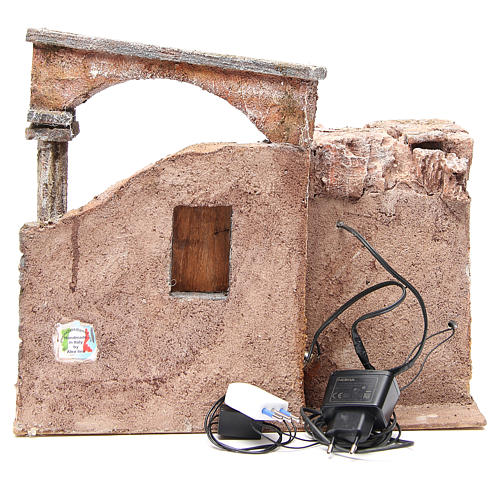 Casa con colonna romana e capanna presepe 12 cm 35x35x25 cm 4