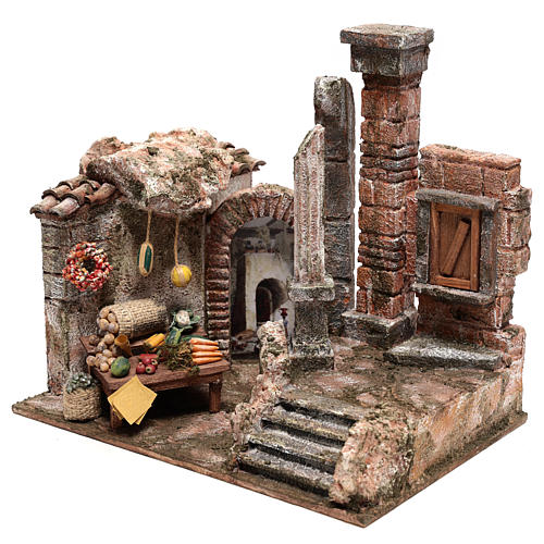 Bourgade avec colonne et banquet crèche 28x30x20 cm 2