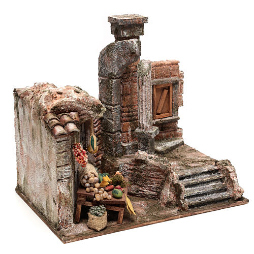 Bourgade avec colonne et banquet crèche 28x30x20 cm 3