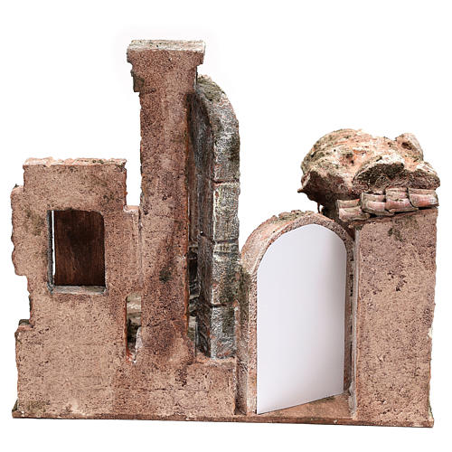 Bourgade avec colonne et banquet crèche 28x30x20 cm 4