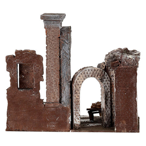 Bourgade avec colonne et banquet crèche 28x30x20 cm 5