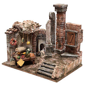 Borgo colonna e banchetto presepe 28x30x20 cm per statue 10 cm