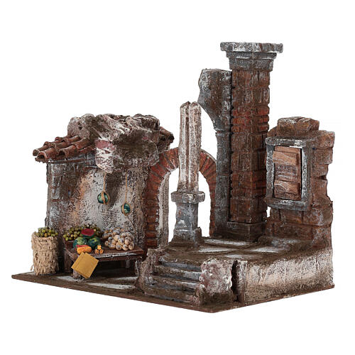 Borgo colonna e banchetto presepe 28x30x20 cm per statue 10 cm 3
