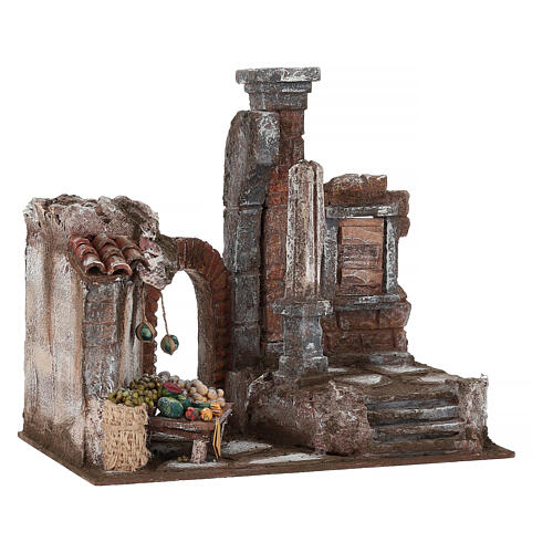 Borgo colonna e banchetto presepe 28x30x20 cm per statue 10 cm 4
