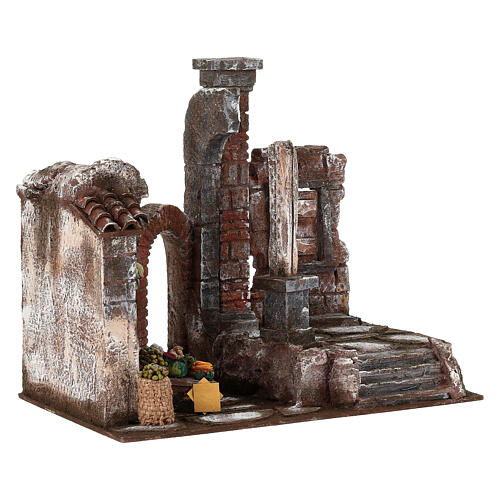 Village with column and nativity set 35x35x25cm 4