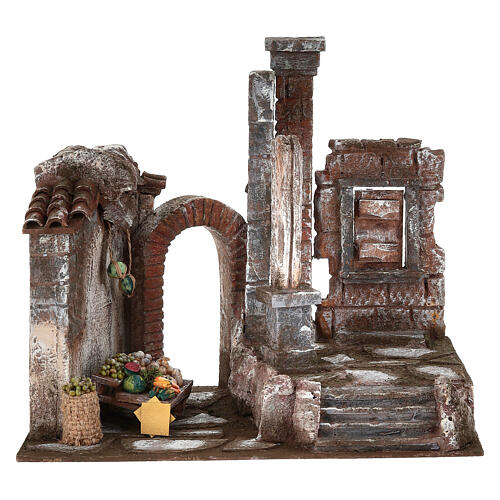 Borgo colonna e ambiente presepe 35x35x25 cm per statue 12 cm 1