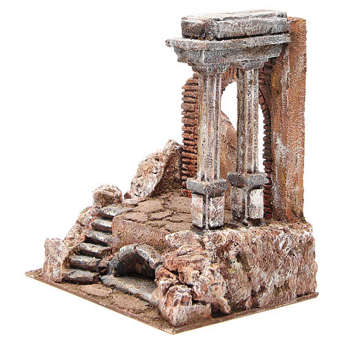 Part of Roman Wall with two columns for nativity 27x24x18cm 2