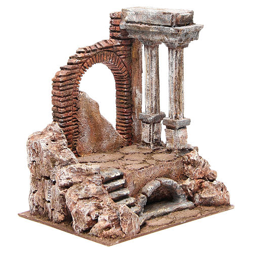 Part of Roman Wall with two columns for nativity 27x24x18cm 3