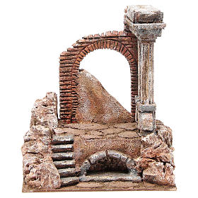 Part of Roman Wall with two columns for nativity 27x24x18cm