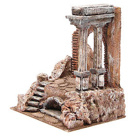 Part of Roman Wall with two columns for nativity 27x24x18cm