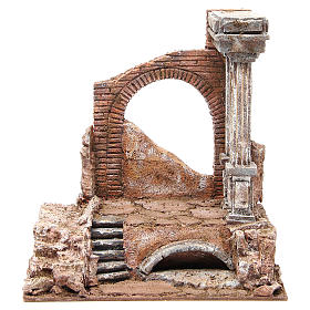 Häuser, Szenen und Geschäfte für Krippe: Alte römische Mauer mit zwei Säulen 32x29x22cm