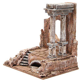 Häuser, Szenen und Geschäfte für Krippe: Alte römische Mauer mit zwei Säulen 32x29x22cm