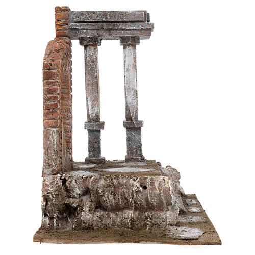 Muro romano com duas colunas em ruínas cenário para presépio com figuras altura média 10-12 cm, medidas: 32x29x22 cm 5