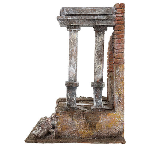 Antique Roman Wall with two columns for nativity 32x29x22cm 3