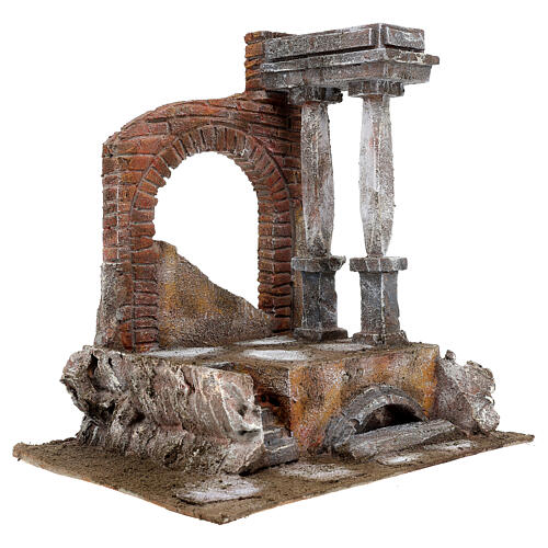 Antique Roman Wall with two columns for nativity 32x29x22cm 4