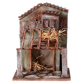 Stable with house for nativity 30x24x18cm