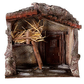 Stall nativity with barn 25x24x18cm
