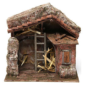 Stalla presepe con fienile 25x24x18 cm per statue 10 cm