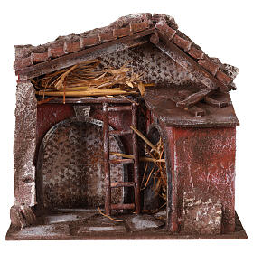 Stalla presepe con fienile 25x24x18 cm per statue 10 cm