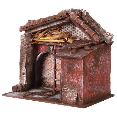 Stalla presepe con fienile 25x24x18 cm per statue 10 cm 3