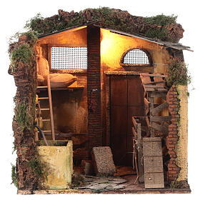 Stalla illuminata presepe napoletano 40X40X40 cm