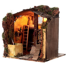 Stalla illuminata presepe napoletano 40X40X40 cm